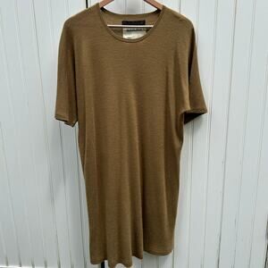 Frenckenberger Short Sleeve Longline T-Shirt Sweater Dress Large Brown Cashmere